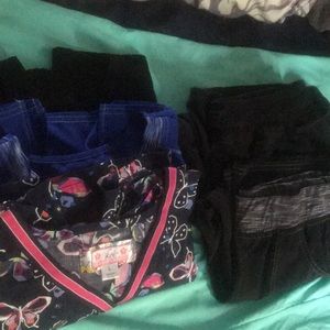 Size medium and large scrub tops and pants bundle